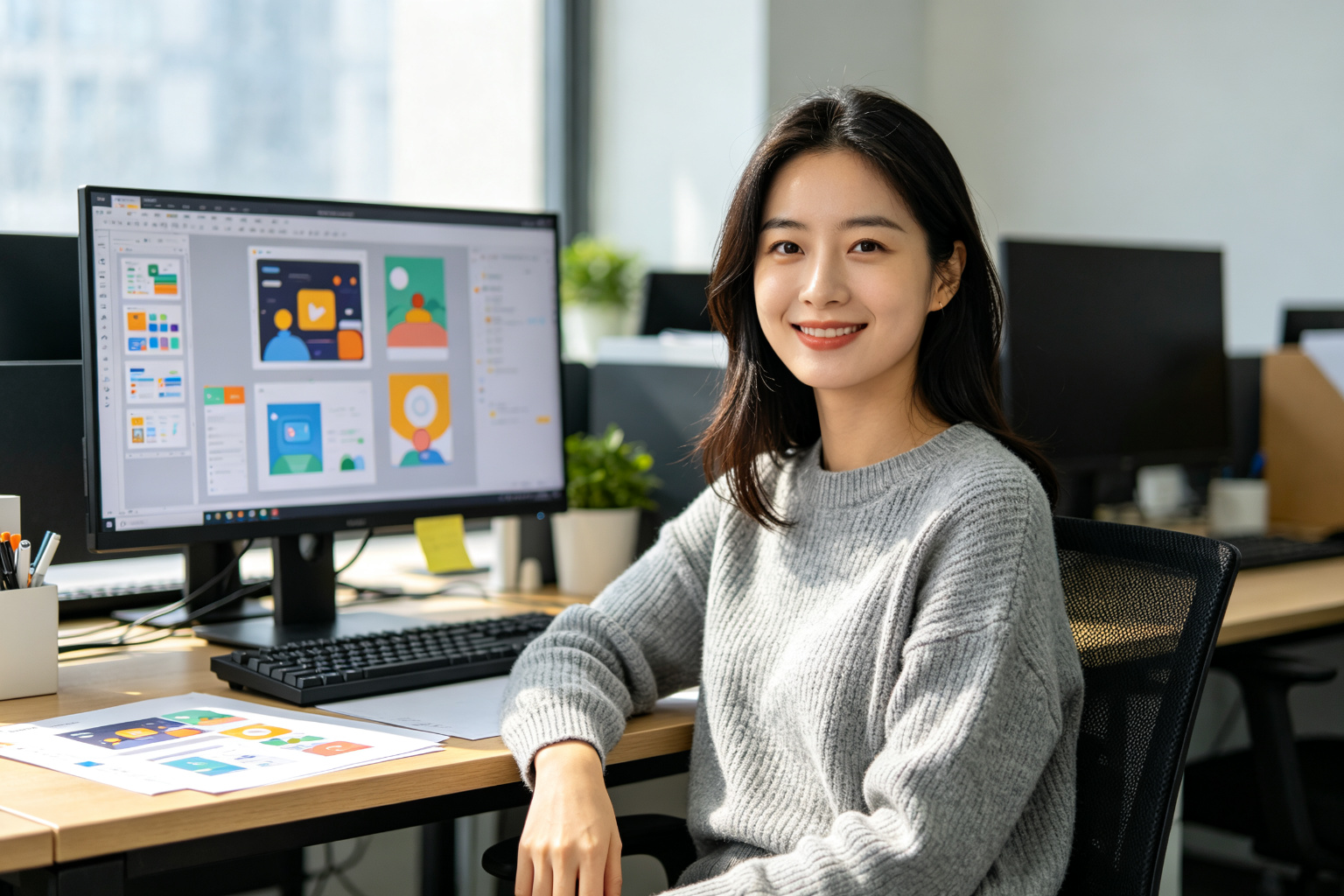 UI/UX 设计师进行界面设计与原型评审